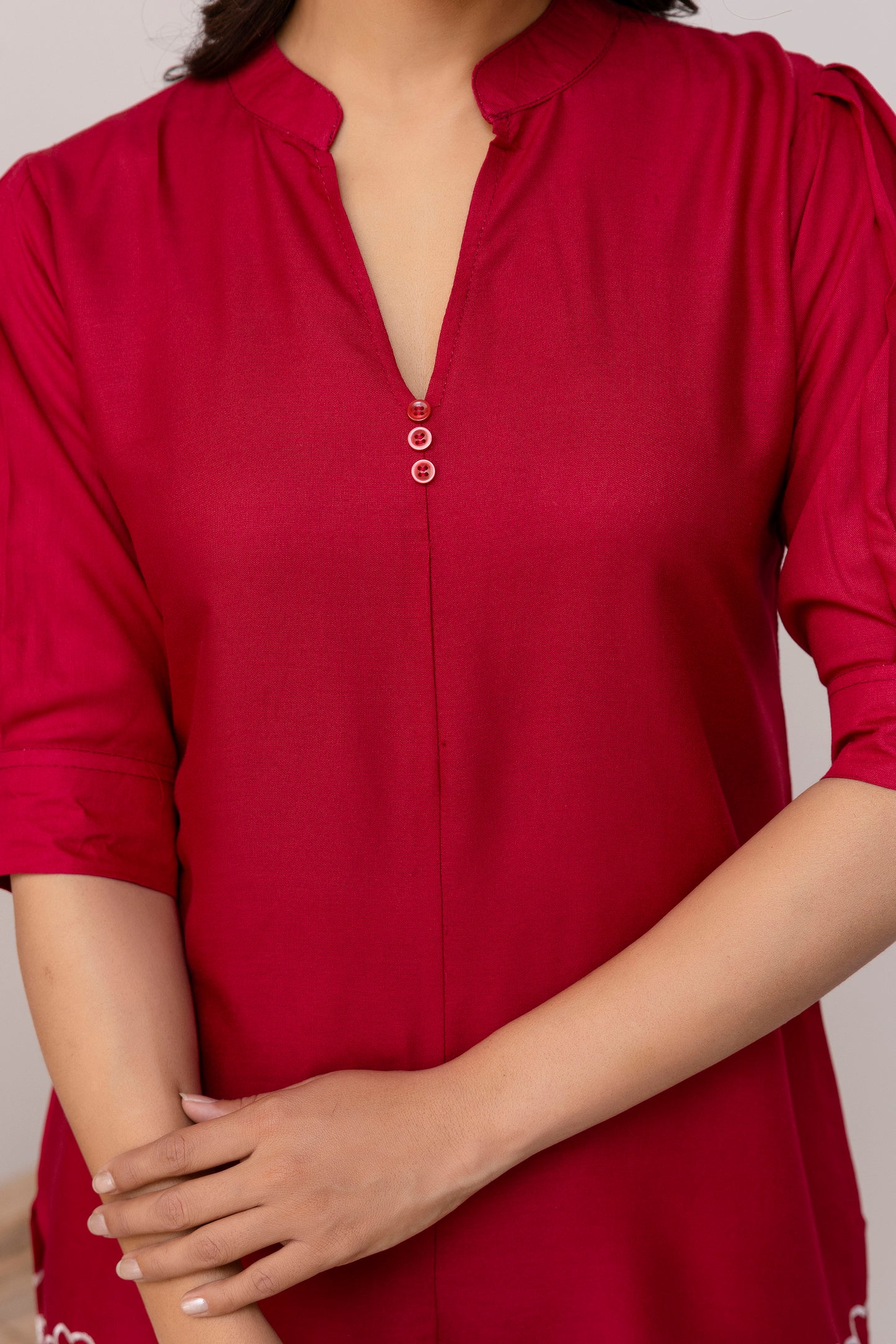 Carolina MAROON Embroidered Cotton Co-ord Set