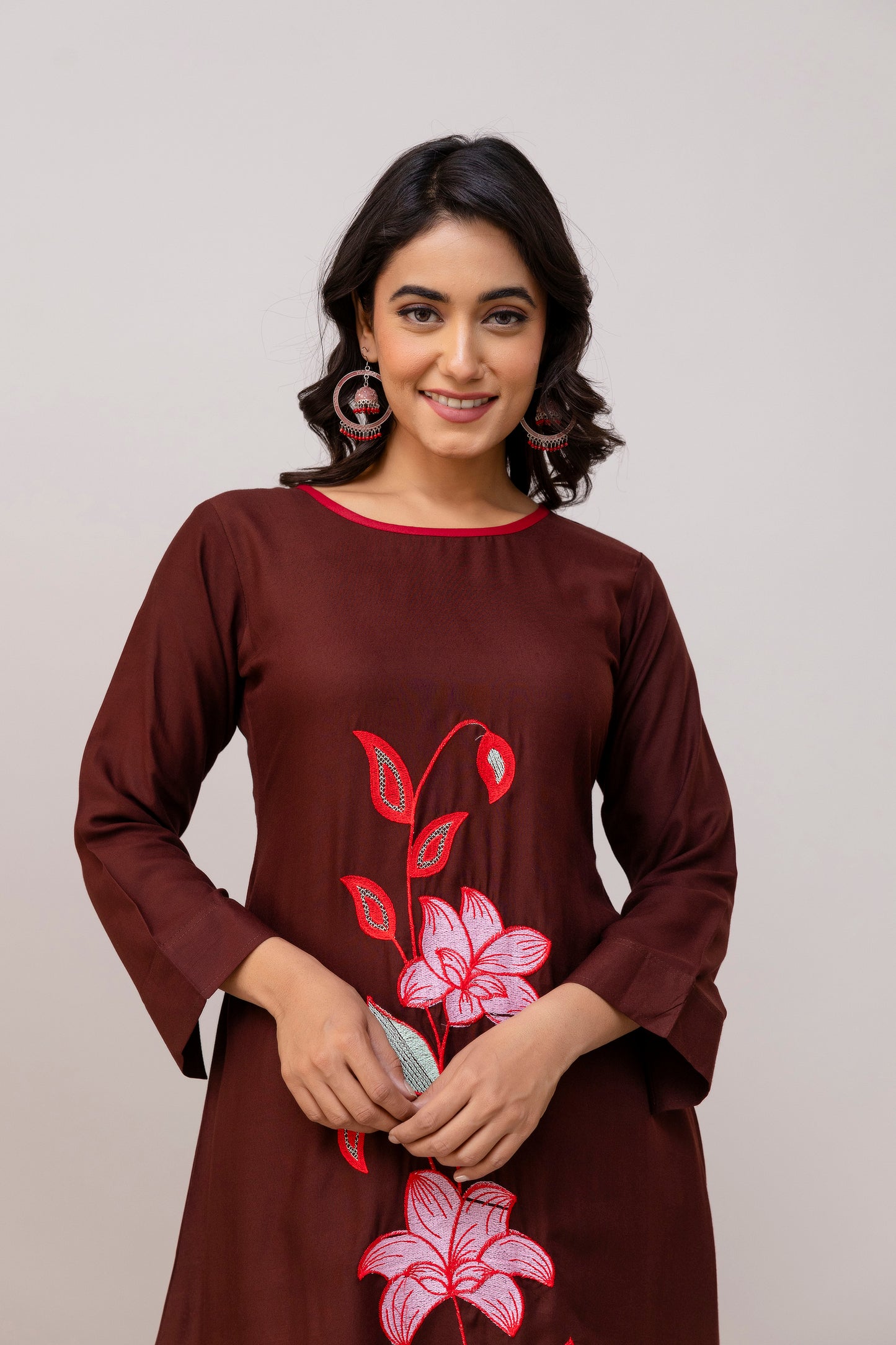 Carolina coffee Embroidered Cotton Co-ord Set