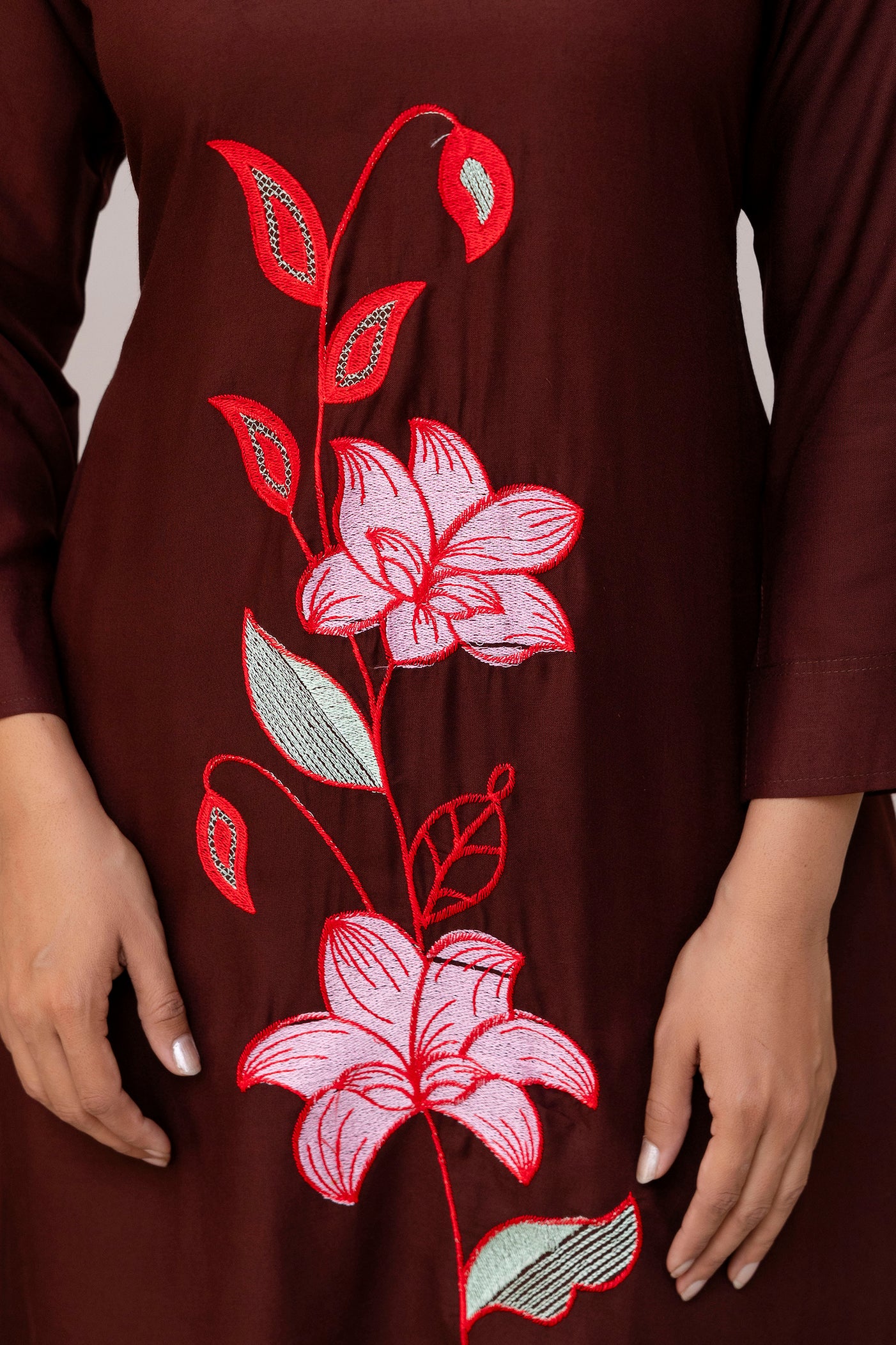 Carolina coffee Embroidered Cotton Co-ord Set
