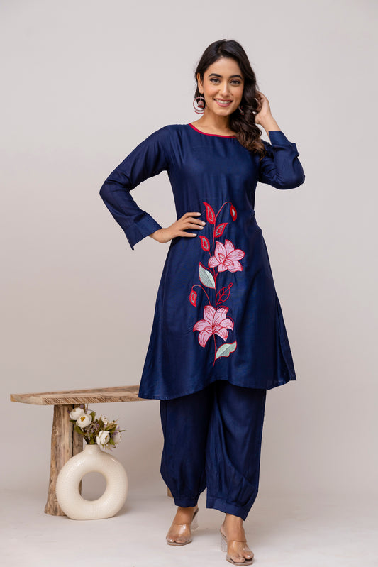 Carolina Blue Embroidered Cotton Co-ord Set