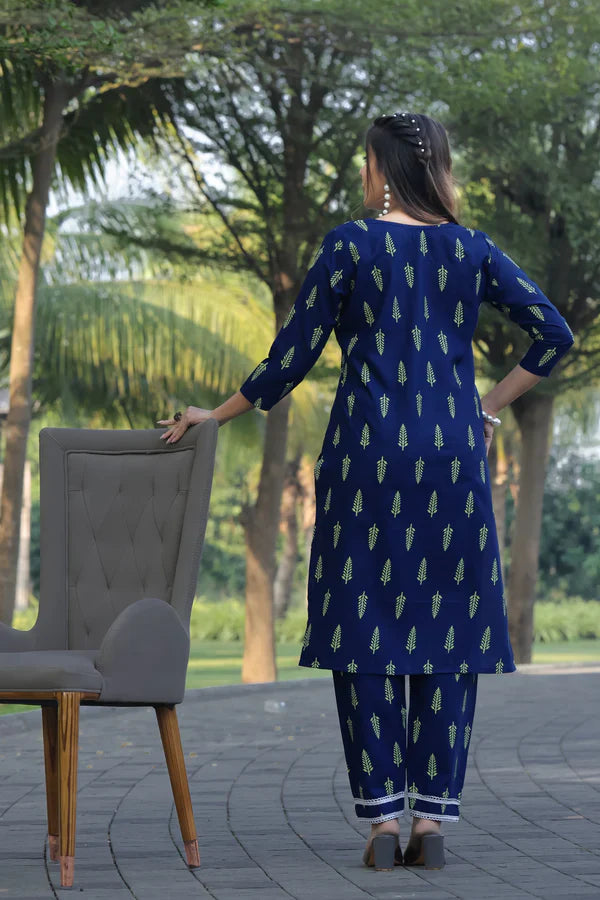 Navy Blue Women Printed Co-Ord Set