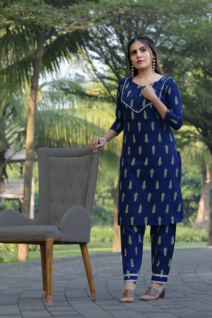 Navy Blue Women Printed Co-Ord Set