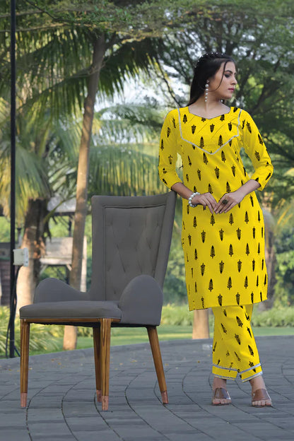 Yellow Women Printed Co-Ord Set