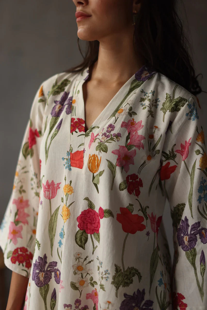 Primrose Charm Printed Floral Rayon Kurta Set